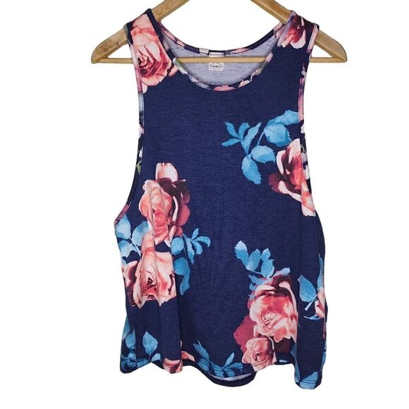 Fashionomics Distressed Ripped Back Floral Tank Top - Picture 1 of 6